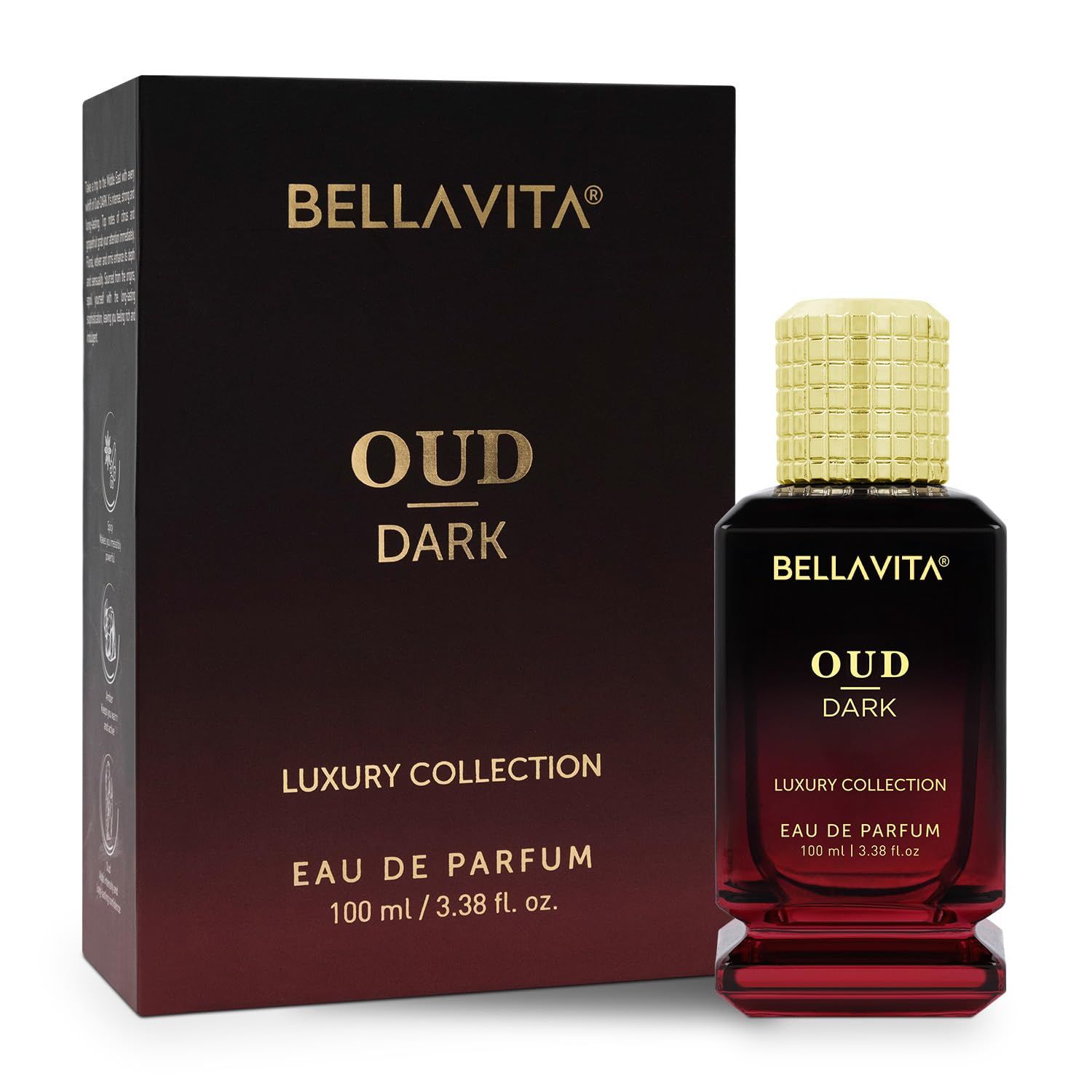 

Bella Vita Luxury Men Oud Dark Eau De Parfum Intense Liquid Perfume With Grapefruit, Orris, Vetiver |Woody, Musky Long Lasting Edp Fragrance 100ML
