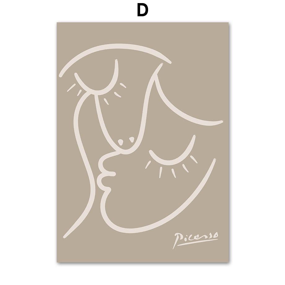 Abstrakt Matisse Picasso Ansikt Due Blad Nordiske Plakater og Maleri Trykk Veggkunst Lerret Veggbilder for Stuedekor