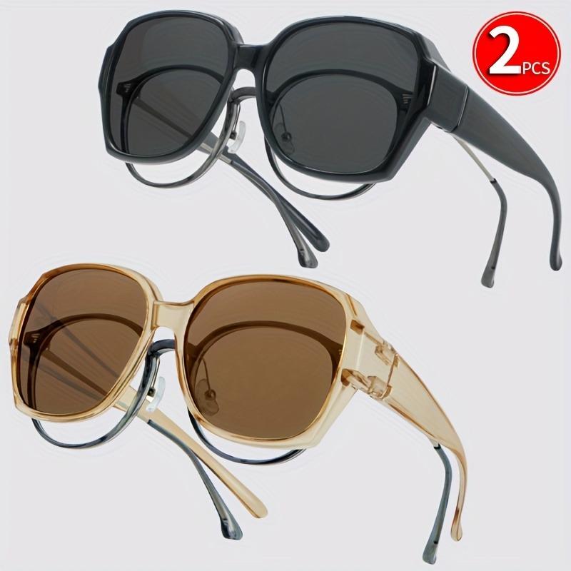 2pcs Oversize Eyeglasses Fit Over Stylish Eyeglasses Night vision Eyeglasses for Male And Female for Party And Driving Perfect Daily Wear