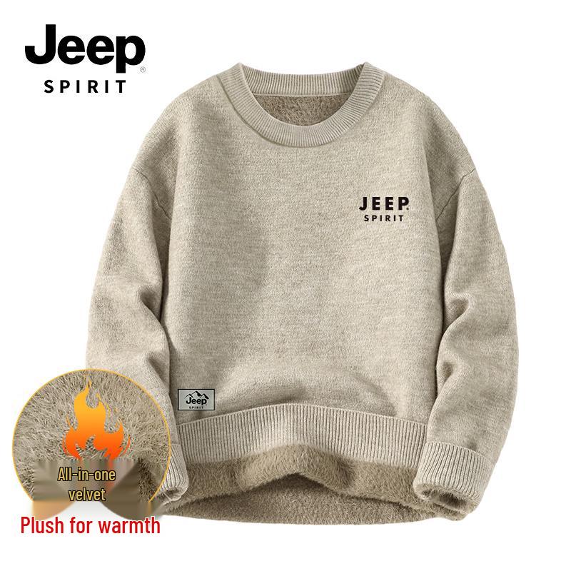 JEEP SPIRIT Men's Heavyweight Fleece-Lined Knit Pullover Sweater