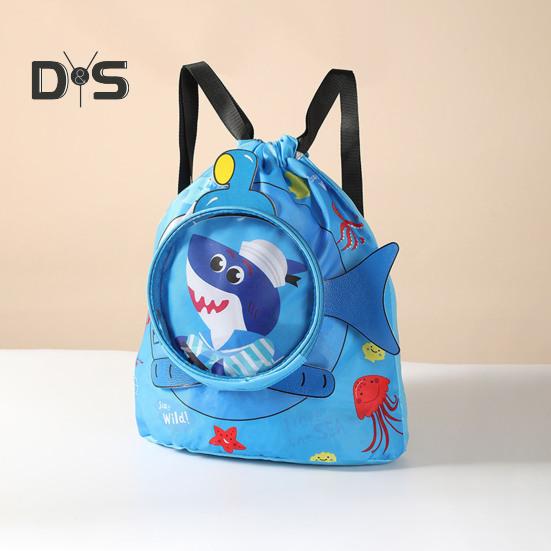 Kids Swim Bag Cartoon Printed Drawstring Backpack Lightweight Beach Swimming Pool Gym Bag Waterproof Sports Storage Pouch