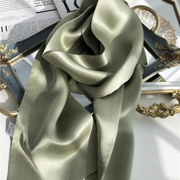 100% mulberry silk satin 15 * 145 silk solid color long scarf women's spring summer double-sided silk scarf
