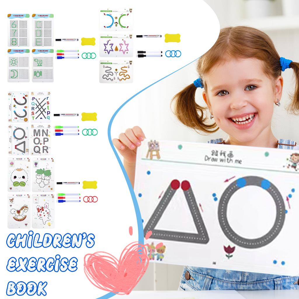 136Page Children  Drawing Toy Pen Control Training Color Shape Math  Game Set Toddler Learning Educational Toy 1ml