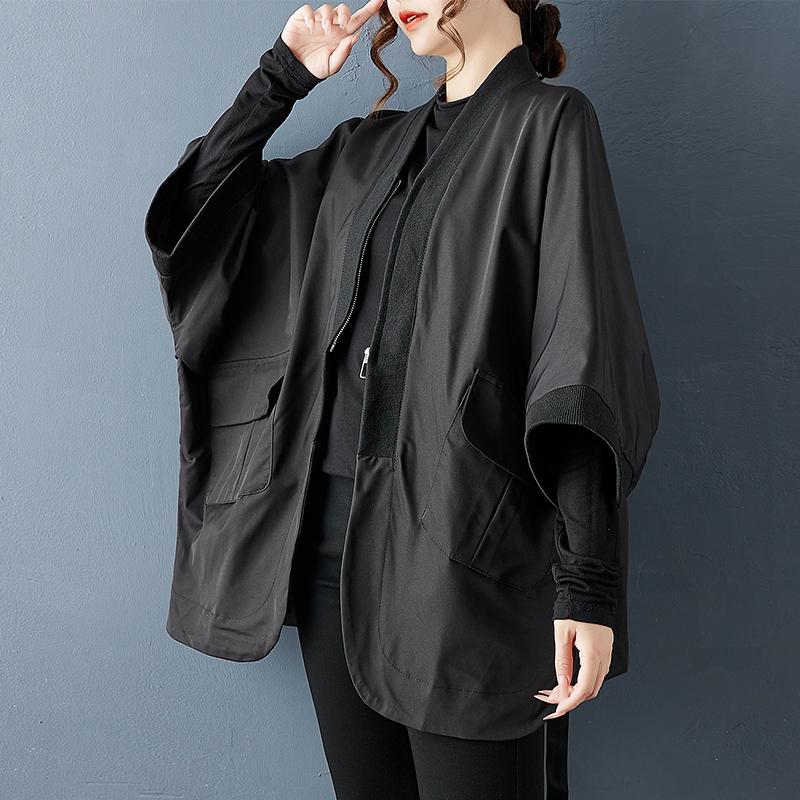 Plus size Black jaket causal loose spring autumn women Jacket Coat