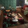 Lion Carpet Surrounded By Flowers Print Rug for Living Room, Bedroom,Office,Large Area,Rug,Stain Resistant Carpet, Fast Shipping
