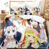 Miss Kobayashi's Dragon Maid Bedding Set Anime three-piece Set Adult Kid Bedroom Duvetcover Sets Kawaii Girls Conjunto De Cama