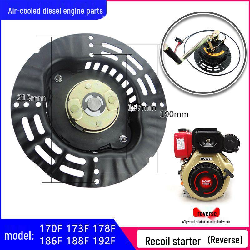 Hand-Cranked Mini Tiller Starter for 170F, 178F, 186F Air-Cooled Diesel Engines
