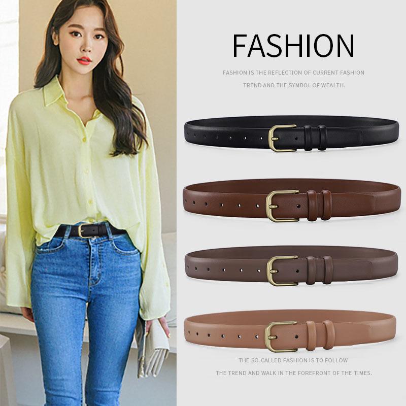 Women'S Belt Women'S Fine Needle Buckle Belt Women'S Pure Cowhide Simple With Denim Suit Skirt Belt