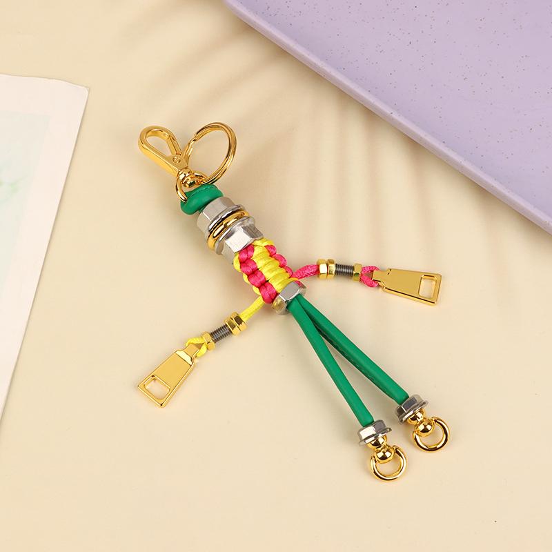 Charm Robot Pendant Metal Rope Braided Lanyard Bag Pendant Hanging Keychain Creative Car Pendant Leather Bag Decoration