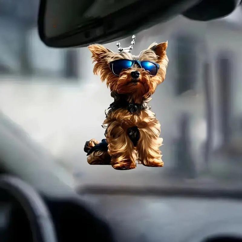 Hunde-Auto-Ornament, 2D-Acryl-Auto-Rückspiegel-Ornament, süßes Ornament, Auto-Anhänger für Auto, Tasche, Wohnzimmer, Schlafzimmer