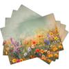 4pcs Floral Placemats Set of 4 Spring Summer Wild Flower Washable Non-Slip Heat Resistant Place Mats 12x18 Inch Vintage Rustic T
