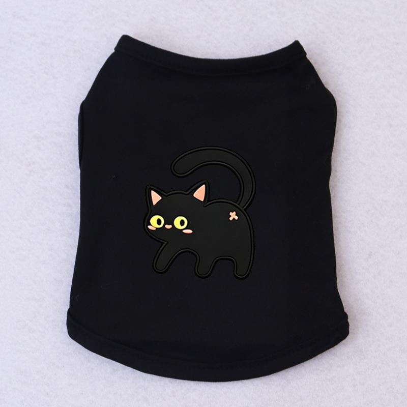 Halloween Pet Vest Cute Black Cat Cartoon Print Sleeveless Shirt Soft Breathable Costume For Kitten Puppy Party Daily Outfit