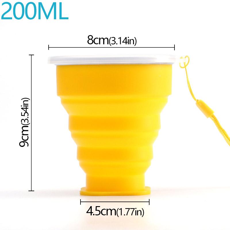 200ml Portable Cups BPA FREE Food Grade Water Cup Silicone Retractable Folding Cup with Lid Outdoor Coffee Travel Water Cup