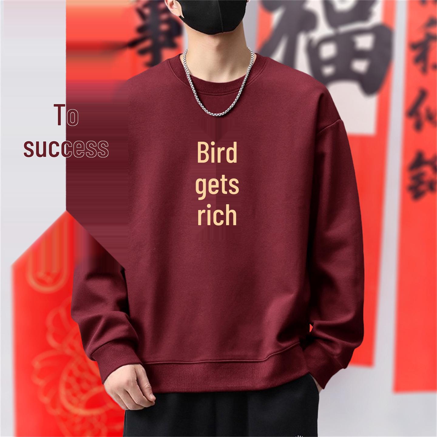 

Men s Heavyweight Long Sleeve Round Neck Sweatshirt - Trendy American-Chinese Style for Spring/Autumn 3XL [for 190-220 lbs]