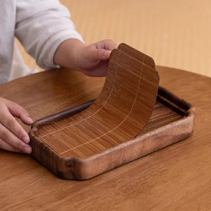 Walnut Wood Bamboo Surface Dry Tea Tray Solid Wood High-End Dry Table Home Office Tea Table Small Tea Tray