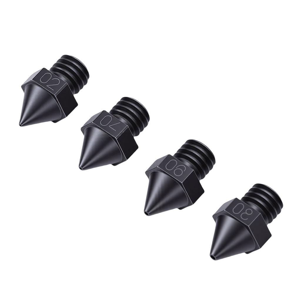 4 Pcs 3D Printer Nozzle Replacement for Raise3D 3D Printer 0.2mm 0.4mm 0.6mm 0.8mm Hardened Steel Extruder Nozzle