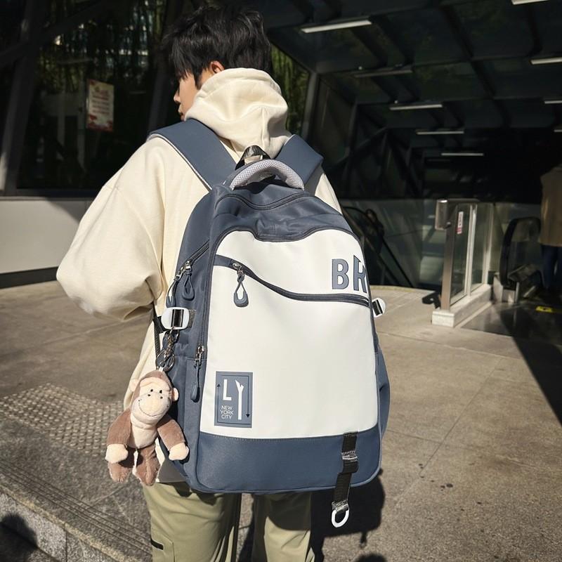 Letter Fashionable Pattern Students Large Capacity Backpack Pendant With