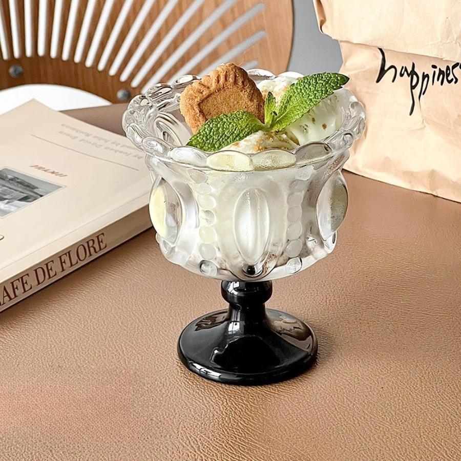 Dessert Cups Glasses High Footed Cups Palace Style Home Decor Nordic Relief Drinkware Ice Cream Bird's Nest Cups Cake Containers