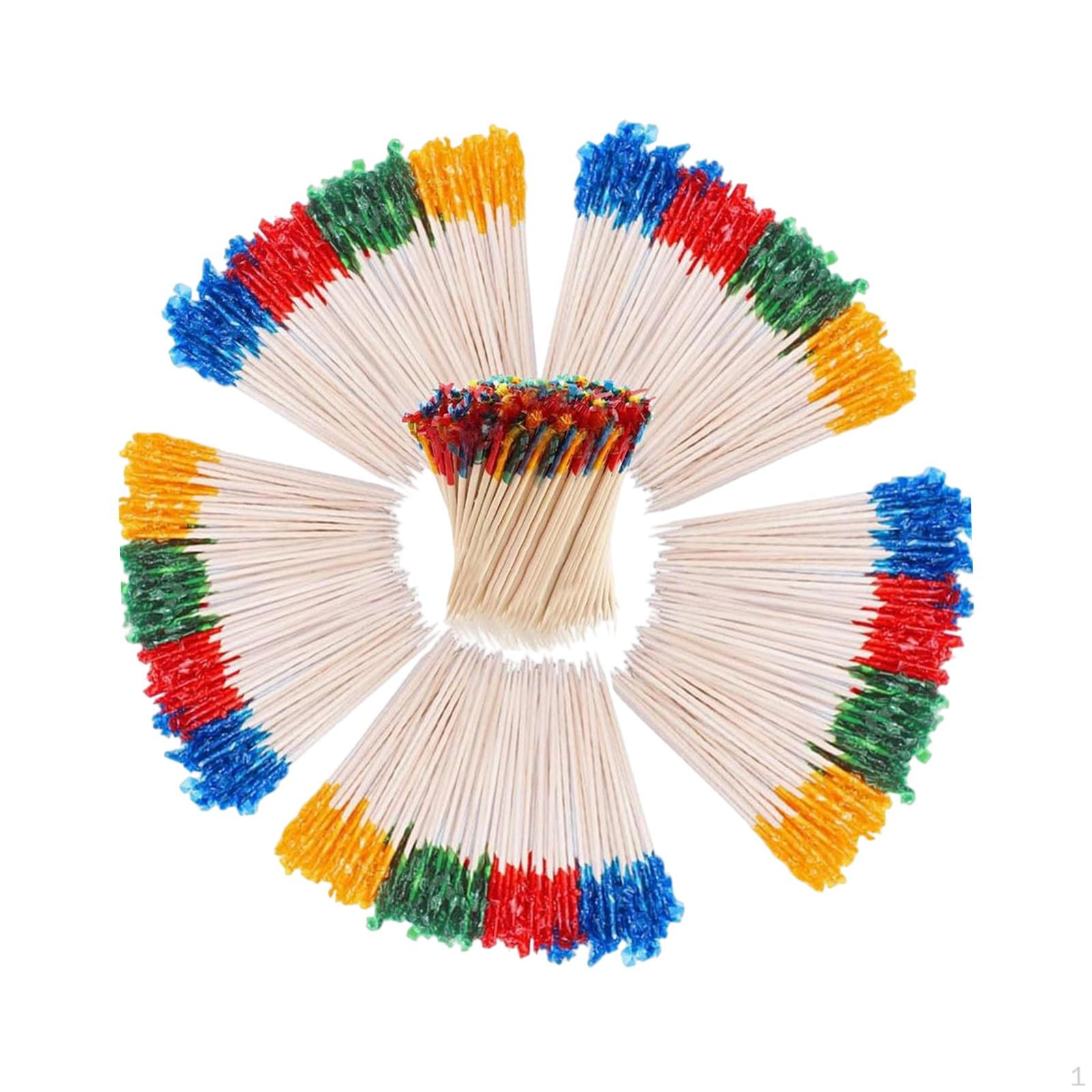 

400Pcs Cocktail Picks Frill Toothpicks Fancy with Assorted Colors Appetizer Food Sticks for