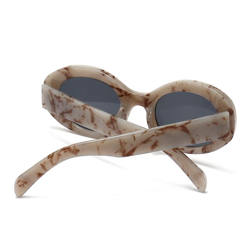9288 Marble Oval Narrow Sunglasses Trendy Street Style Modern Women Sunglasses Lightweight UV Protection