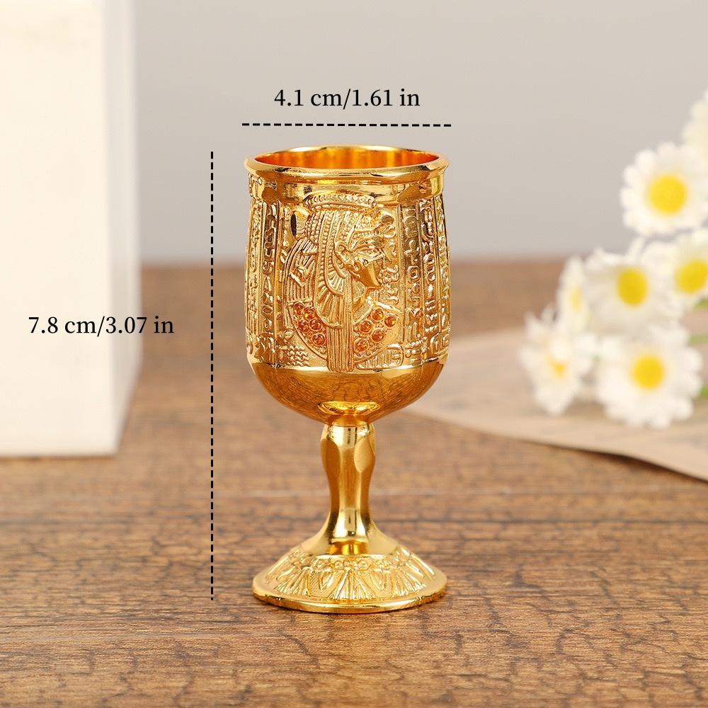 European Liquor Cup, Alloy Light Luxury Carved Pattern Goblet, Retro Mini Vodka Tumbler,  Creative Gift Home Decoration, 1pcs