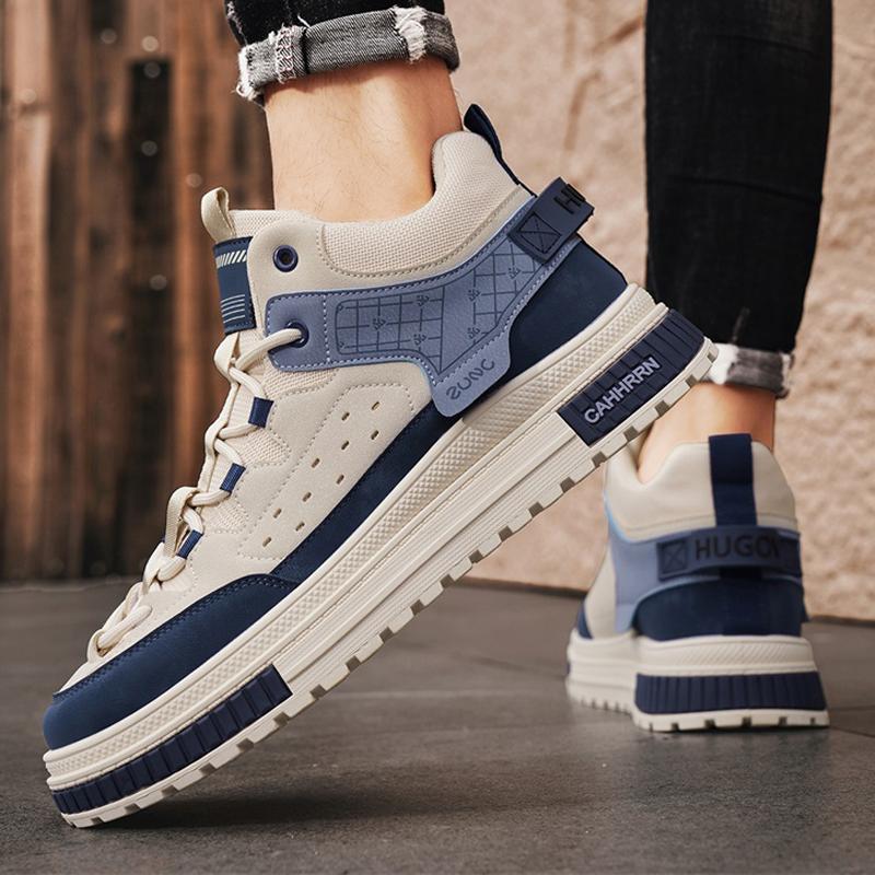 Casual Shoes Men High Top Flat Comfortable Trendy Skate Shoes Non-slip Outdoor Sports Lace-up Walking Shoes for Men
