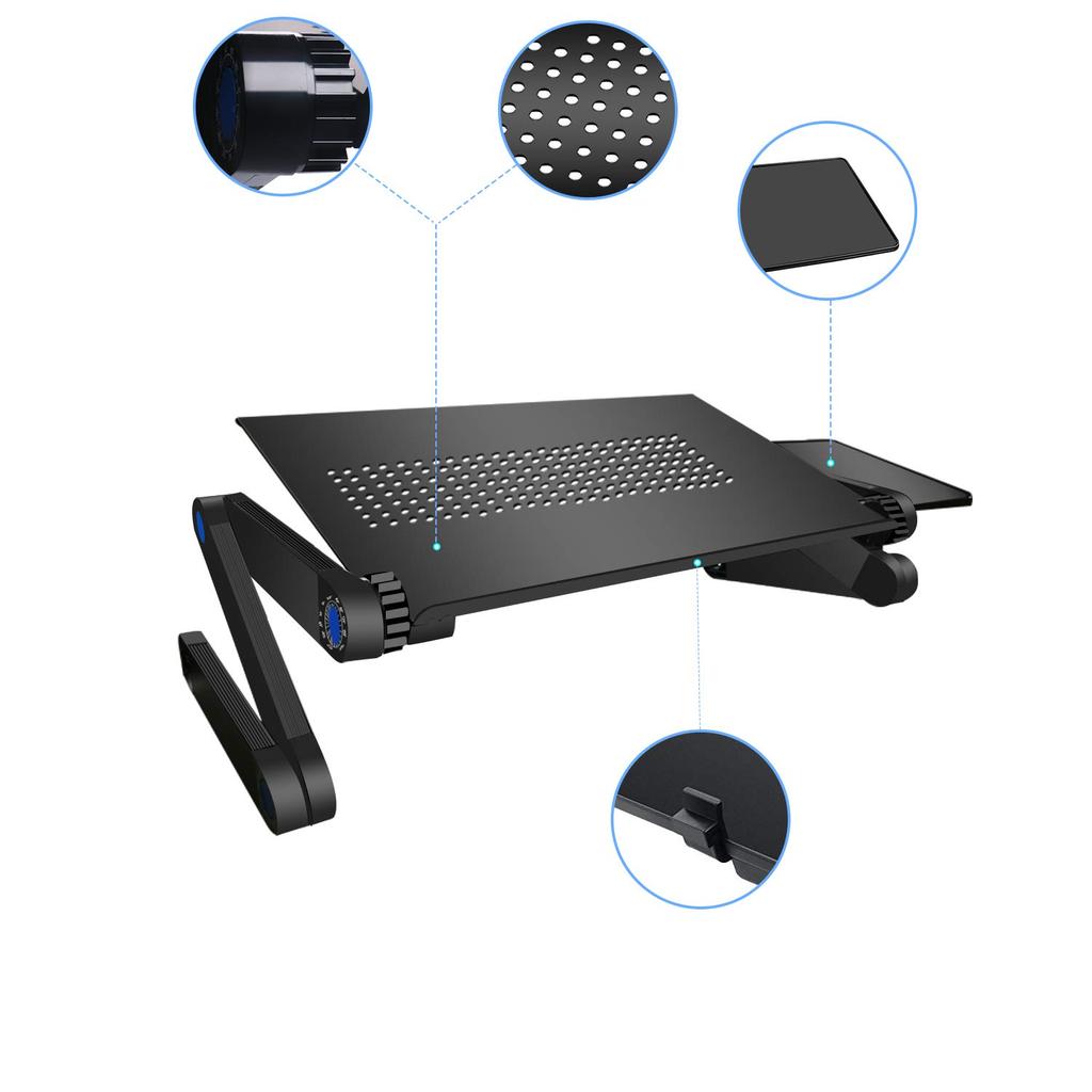Laptop Stand, PC Stand, Computer Desk, Height Adjustable, Posture Adjustable, Foldable, Aluminum Computer Stand (Black)