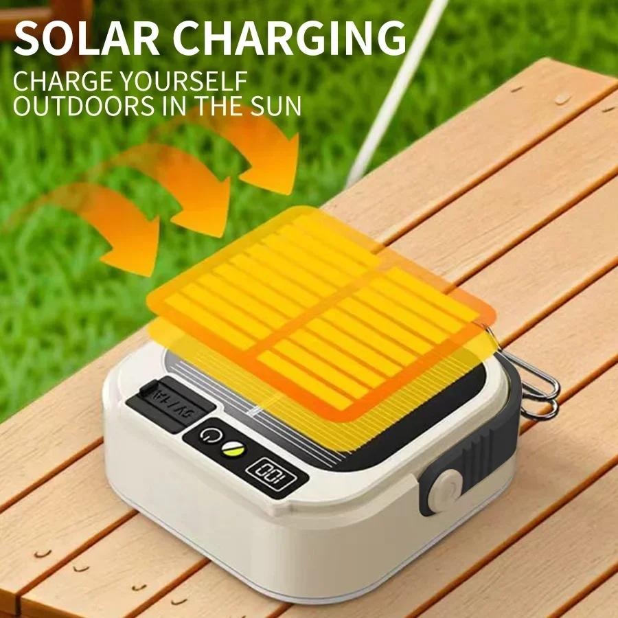Solar Camping Lights 12 Modes Type C Rechargeable Lamp Outdoor Hanging Light Portable Fill Lantern Work Maintenance Lighting