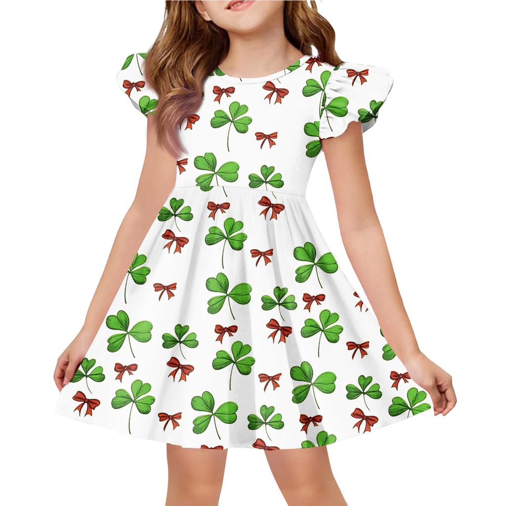 Girls' Summer Princess Dress - A-Line T-Shirt Dress St. Patrick's Day