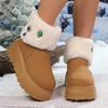 Winter Rhinestone Platform Snow Boots for Women Fashion Comfort Warm Plush Cotton Boots Soft Thick Bottom Non Slip Ankle Boots