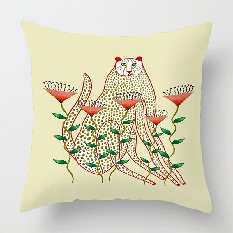 Geometric Animal Print Pillow Cover - Printed Machine Washable Cushion Case For Modern Home & Sofa Decor