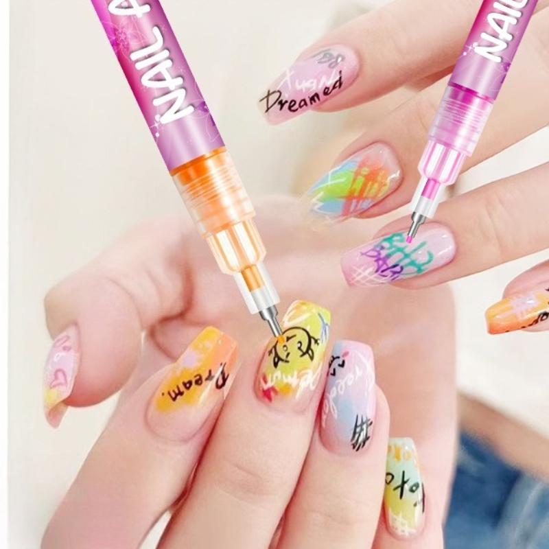 12 Color 0.5mm Needle Tip Nail Painted Graffiti Pen DIY Quick Drying Dot Flower Hook Line Waterproof Acrylic Pigment Pen