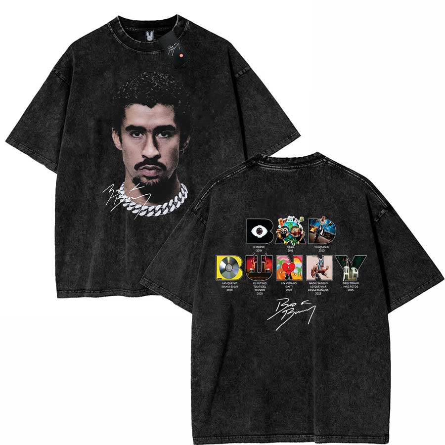

Bad Bunny Oversized T shirt Debi Tirar Mas Fotos DTMF Washed Vintage Cotton Hiphop Streetwear BB S