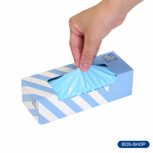 amazing odor-proof bag bos striped package set of 2/light blue ss size 200 pieces for processing baby diapers, pet poop, food waste, sanitary items, e