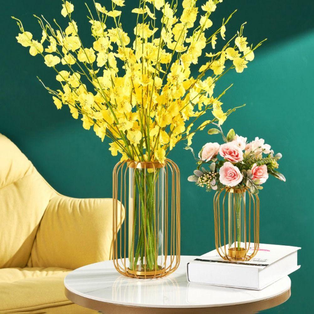 Metal Frame Geometric Flower Vase Fashionable Nordic Plant Holder Iron Hydroponic Vase Living Roon