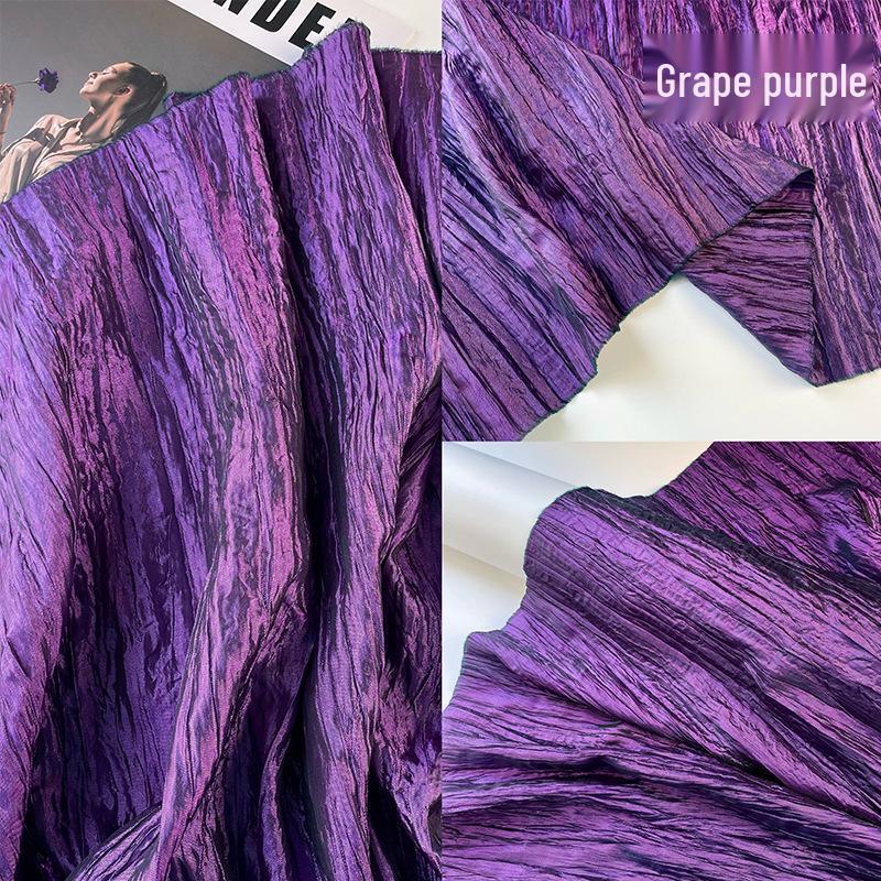 Lustrous Micro-Outline Blue-Purple Pleated Designer Shirt Dress Fabric