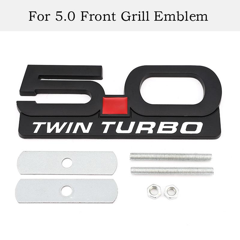 Car Sticker 5.0 Trim Front Hood Grille Emblem Badge Rear Trunk 3D Car Decals for 5.0 Coyote V8 TWIN Turbo Emblem