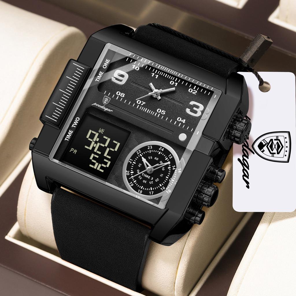 POEDAGAR Fashion Sports Digital Male Wristwatch Date Week Waterproof Luminous Casual Clock Electronic Quartz Watches
