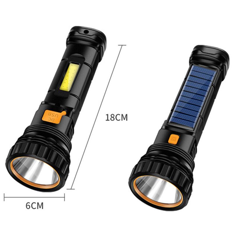 Led Solar Taktische Taschenlampe 1200mah Akku Wasserdichte Outdoor Camping Notfall