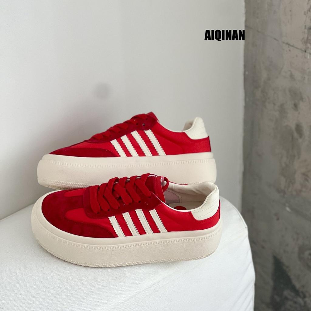 2025 summer new leather platform white shoes women's versatile casual sports board shoes heightening breathable bread shoes