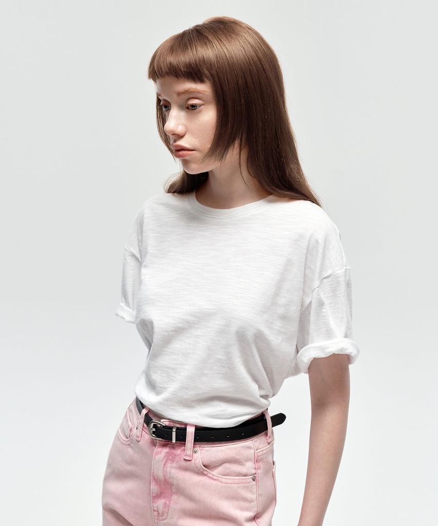 CITYBREEZE Slub Loose Fit Short Sleeve T-Shirt_White
