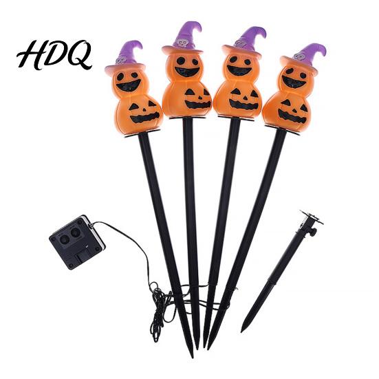 Halloween Party Lawn Decorations 4Pcs/Set Solar Ghost Stake Light 4-in-1 Pumpkin with LED Garden Landscape Lighting Lights Waterproof Decorative