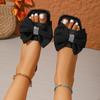 Summer Women's Bow Design Fashionable and Comfortable Casual Slippers Outdoor Non Slip and Wear Resistant Flat Sandals