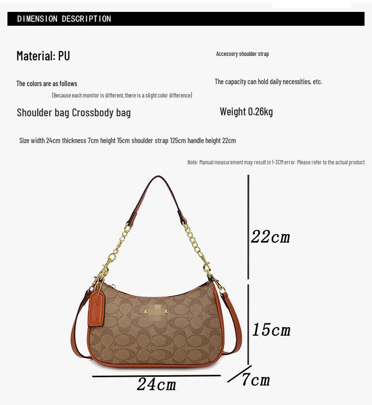 Women's Classic Versatile Crescent Crossbody Bag with Chain Print