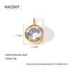 ins simple and fashionable water drop geometry single zircon pendant necklace round tube splicing collar stainless steel jewelry