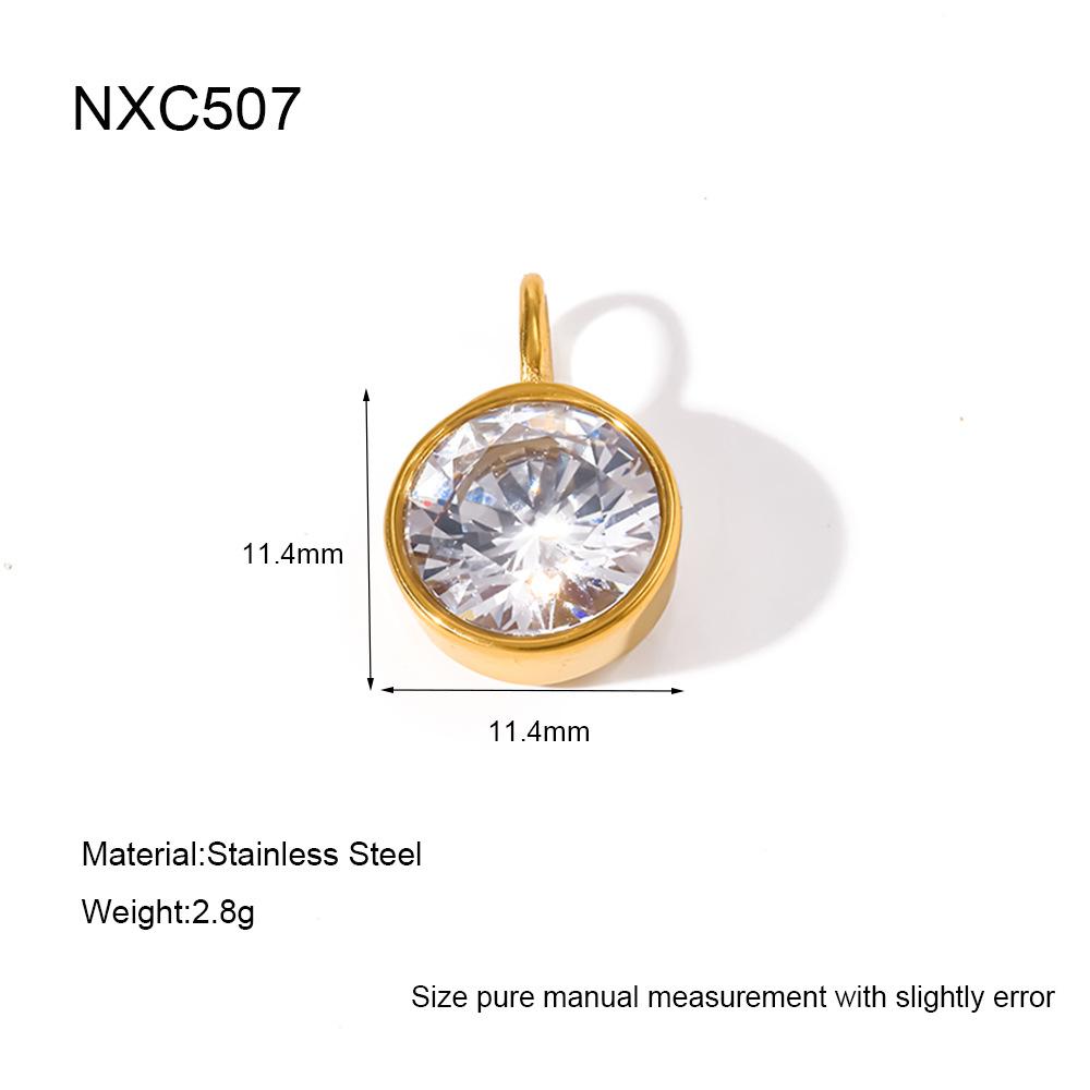 ins simple and fashionable water drop geometry single zircon pendant necklace round tube splicing collar stainless steel jewelry