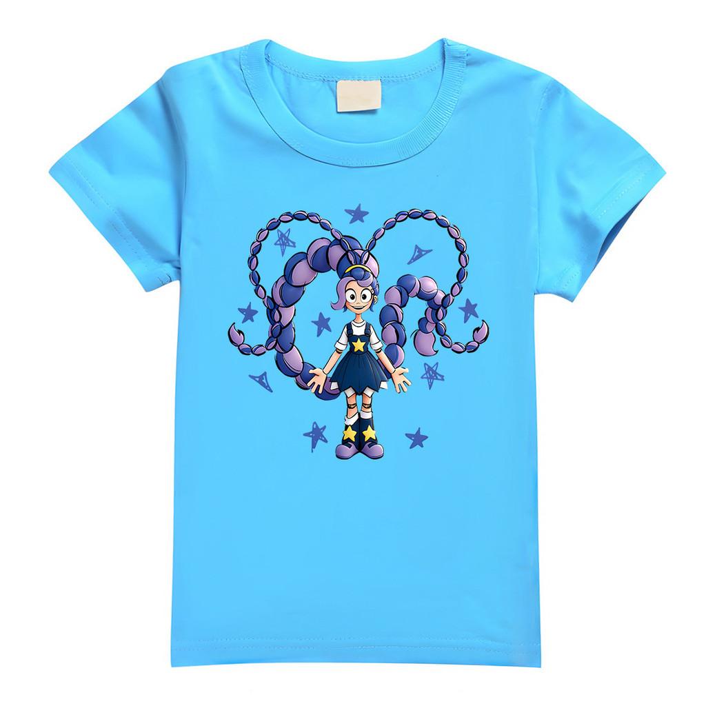 4140 Kids Girls Lily Lovebraids Cartoon Print Short Sleeves Casual T-Shirt
