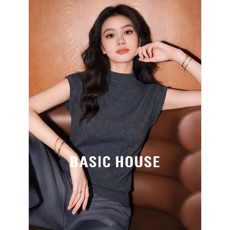 

Базовый женский вязаный топ Basic House с полувысоким воротником и коротким рукавом L