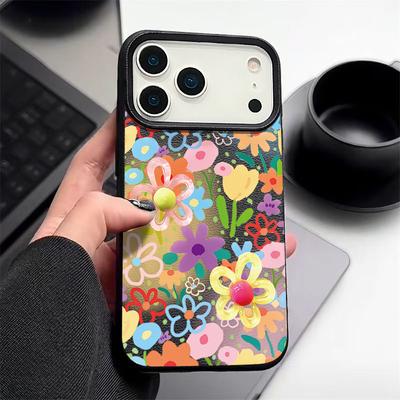 Vollbild Farbverlauf Blumenmuster Weiche TPU Handyhülle Für iPhone 17 Pro Max Air 16e 15 14 13 Stoßfeste Hülle mit Ledertextur-Design