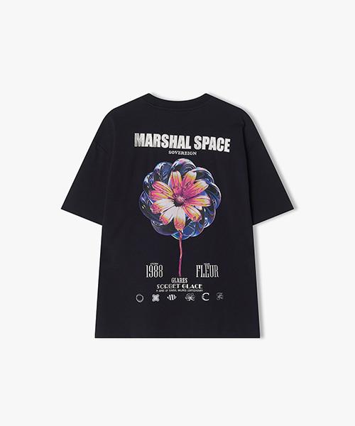 River Classy [25Ss] Llm42502 Navy Metal Flower Artwork Half T-Shirt 95